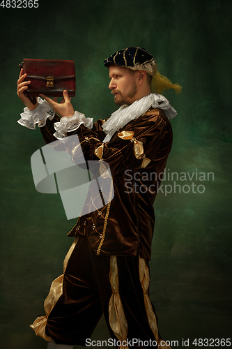 Image of Medieval young man in old-fashioned costume