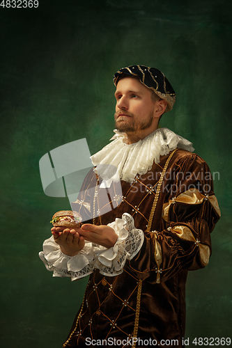 Image of Medieval young man in old-fashioned costume