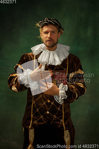 Image of Medieval young man in old-fashioned costume