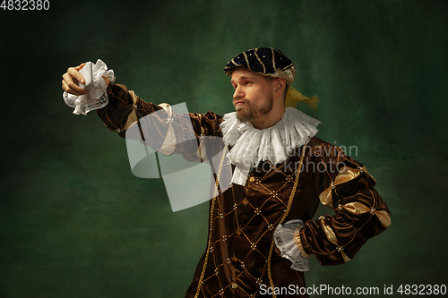 Image of Medieval young man in old-fashioned costume