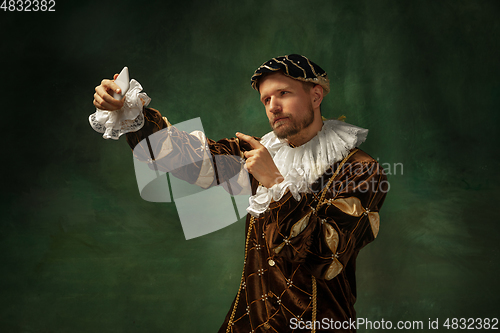 Image of Medieval young man in old-fashioned costume