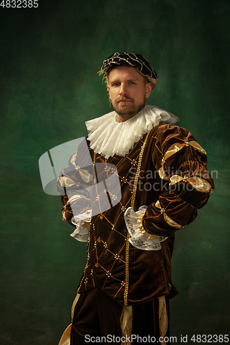 Image of Medieval young man in old-fashioned costume