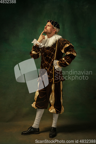 Image of Medieval young man in old-fashioned costume