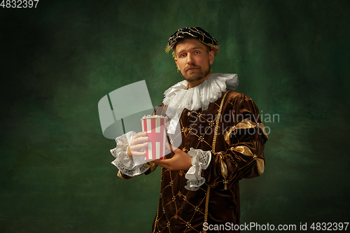 Image of Medieval young man in old-fashioned costume