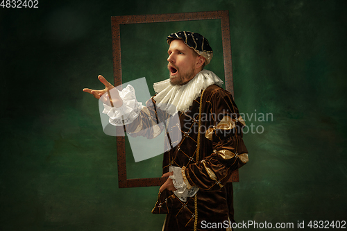 Image of Medieval young man in old-fashioned costume