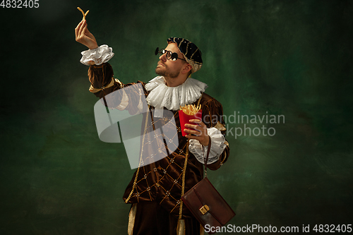 Image of Medieval young man in old-fashioned costume