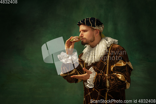 Image of Medieval young man in old-fashioned costume