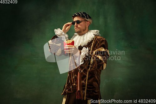 Image of Medieval young man in old-fashioned costume