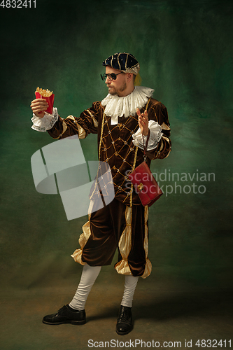 Image of Medieval young man in old-fashioned costume