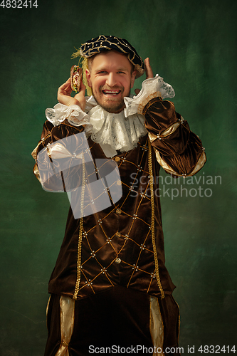 Image of Medieval young man in old-fashioned costume