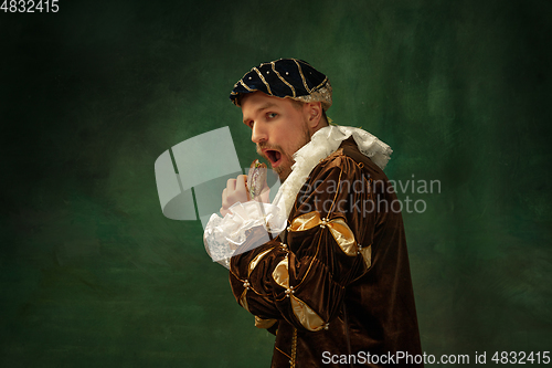 Image of Medieval young man in old-fashioned costume