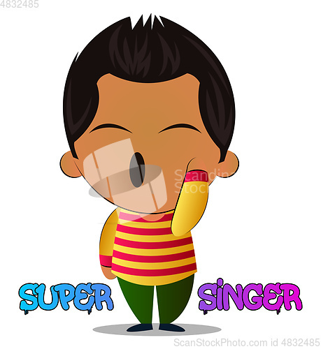 Image of Boy is singing, illustration, vector on white background.