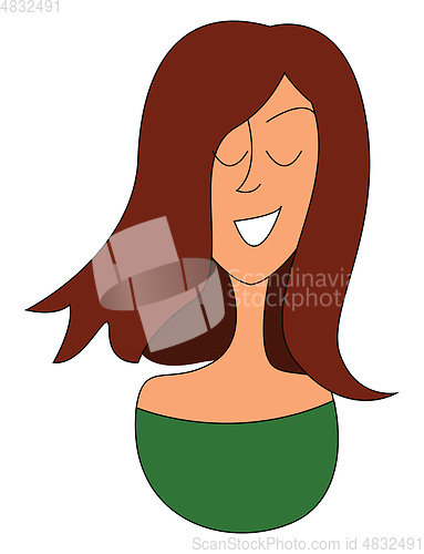 Image of Long hair brunette girl illustration vector on white background 
