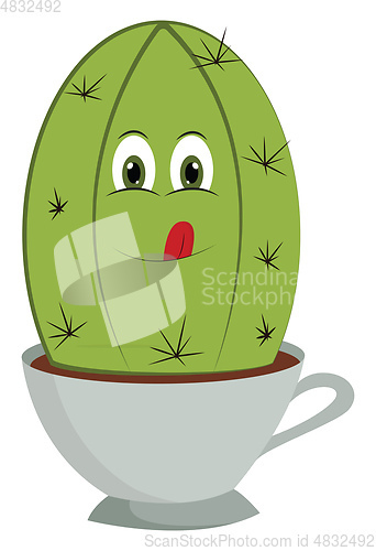 Image of Cactus in a cup vector or color illustration