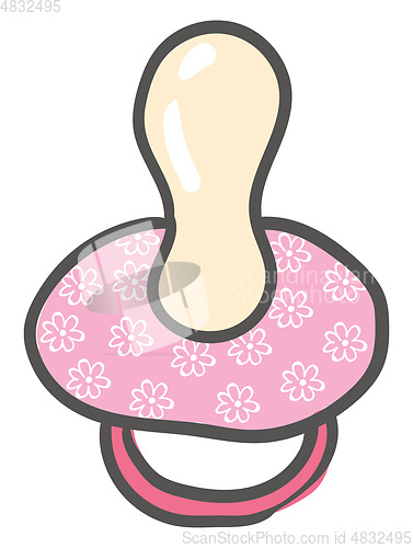 Image of Pink floral nipple for baby illustration vector on white backgro