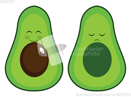 Image of Two halves of an avocado 