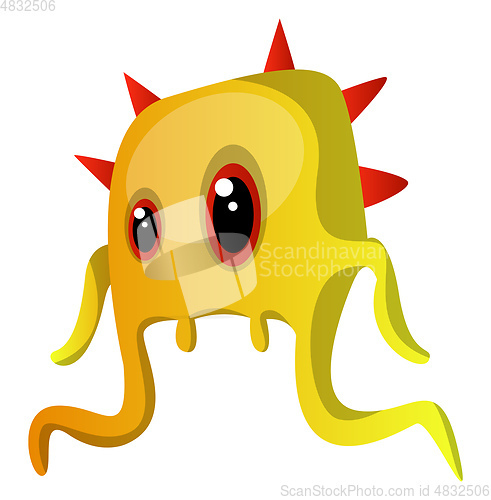 Image of Yellow monster with four red horns illustration vector on white 