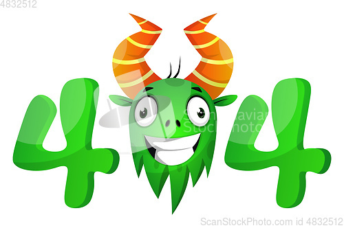 Image of Monster 404 error, illustration, vector on white background.