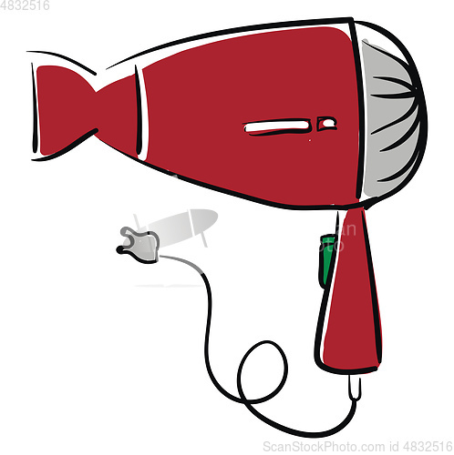 Image of A big red hair dryer vector or color illustration