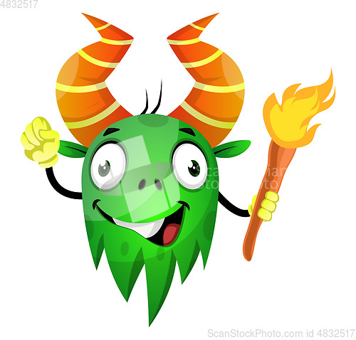 Image of Monster with torch, illustration, vector on white background.