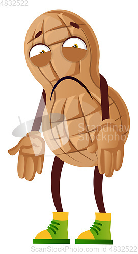 Image of Peanut feeling tired, illustration, vector on white background.