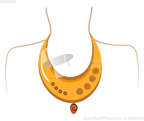 Image of Gold necklace vector or color illustration