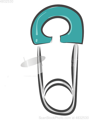 Image of Blue safety pin vector or color illustration