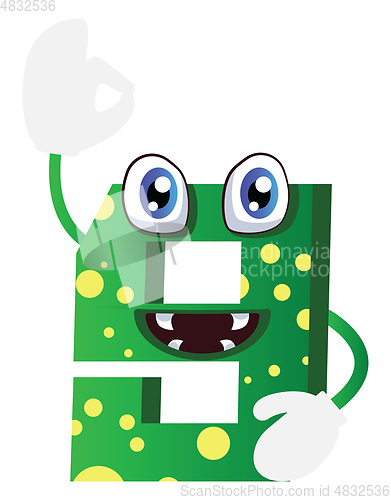 Image of Green monster number nine shape illustration vector on white bac