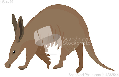 Image of Painting of the brown aardvark isolated on white background view