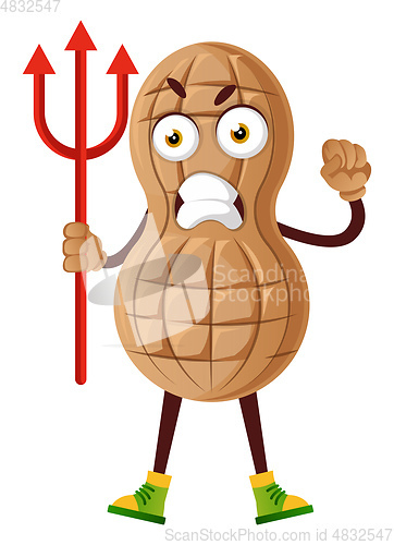 Image of Peanut holding demonic spear, illustration, vector on white back