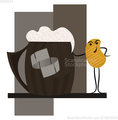 Image of Emoji of a chip and a cup of beer vector or color illustration