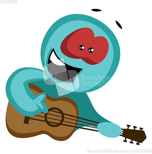 Image of Green character serenading to his girl illustration vector on wh