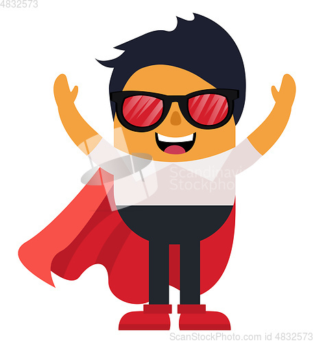 Image of Man with cape and glasses, illustration, vector on white backgro