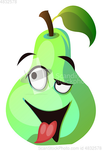 Image of Cartoon pear with tongue out illustration vector on white backgr