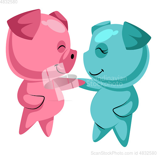 Image of Couple of cute pigs in love illustration vector on white backgro