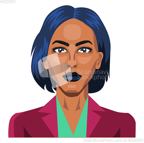 Image of Pretty girl with short blue hair illustration vector on white ba