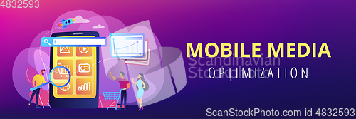 Image of Mobile media optimization concept banner header.