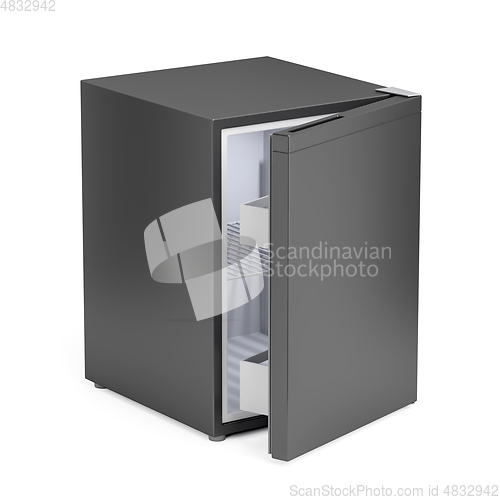 Image of Small black refrigerator