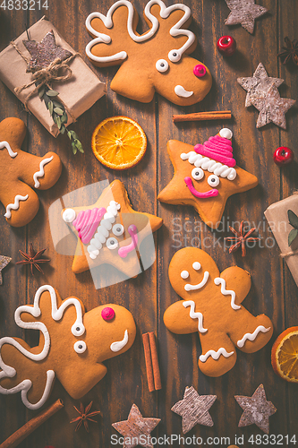 Image of Gingerbread cookies with traditional spices for Christmas time