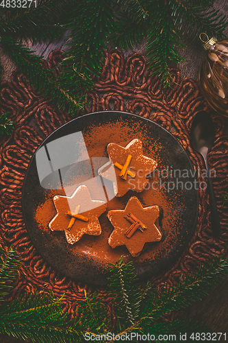 Image of Christmas cinnamon ice dessert in star shape