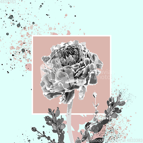 Image of Floral watercolor illustration of fantasy flower in beautiful colors