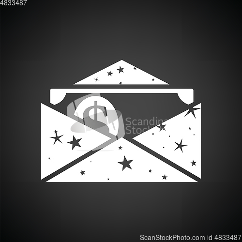 Image of Birthday gift envelop icon with money  