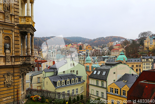 Image of Cityscape of Karlovy Vary in autumn time, Czech Republic