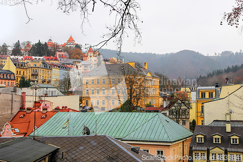 Image of Cityscape of Karlovy Vary in the autumn time, Czech Republic