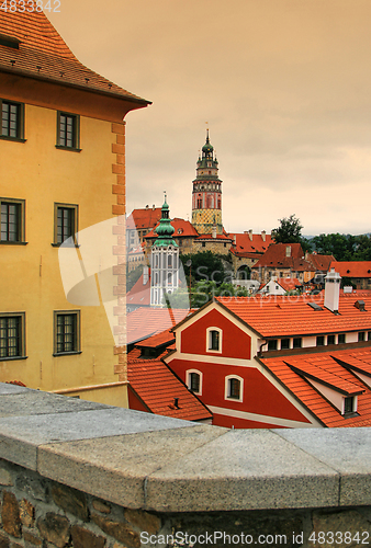 Image of Architecture of old bohemian little town Cesky Krumlov in Czech 