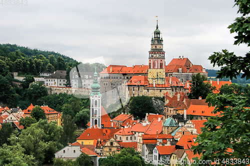 Image of Beautiful view at the Castle Tower of the old bohemian little to