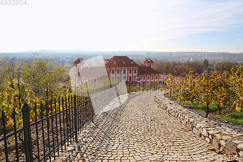 Image of View of the Troja Palace from the vineyards in Prague, Czech Rep