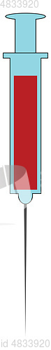 Image of Syringe with blood vector or color illustration