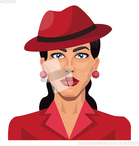 Image of Beautiful girl with red hat illustration vector on white backgro