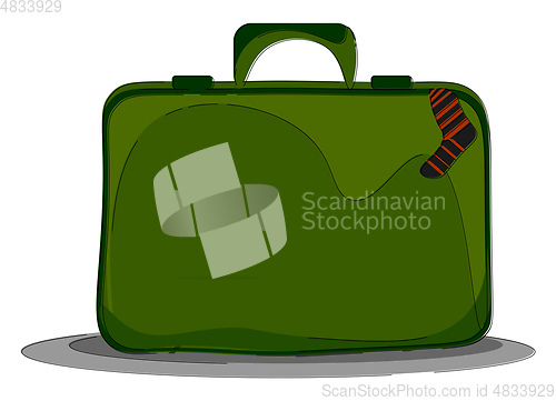 Image of A green easy to carry suitcase vector or color illustration